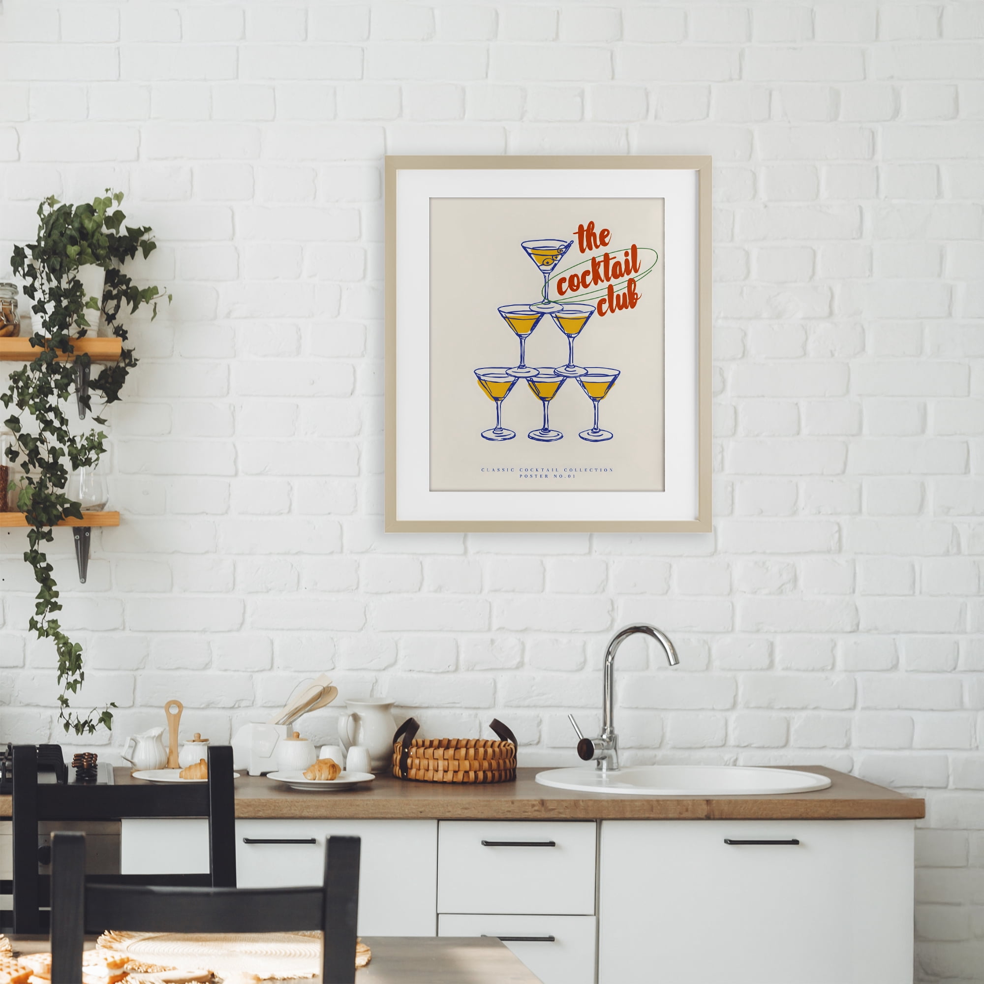 Stupell Industries Tower Toast Cocktail Club Birch Framed Print Under Glass, design by The Prints Vibe