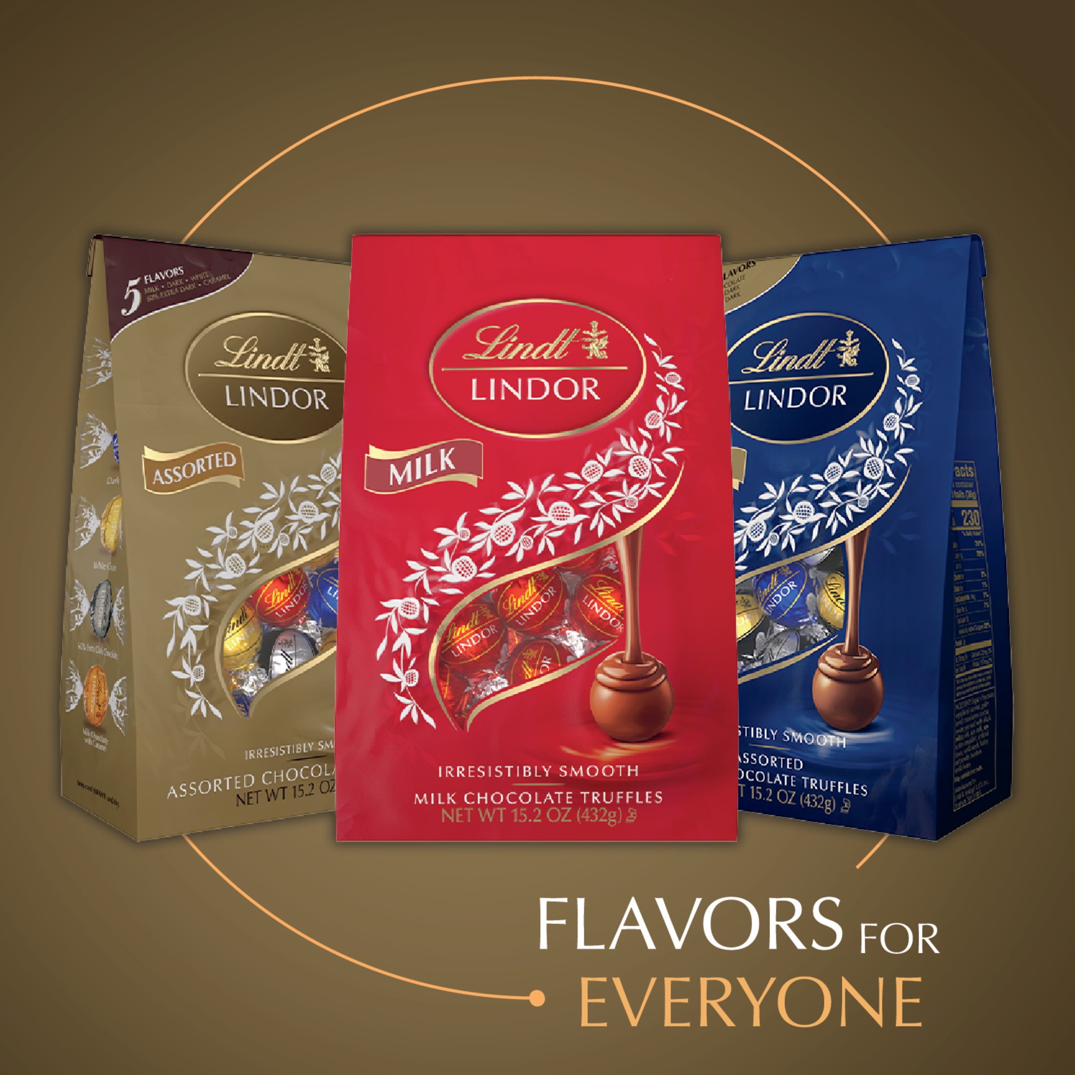 Lindt Lindor Assorted Chocolate Candy Truffles, 15.2 oz, Bag