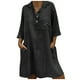 thumbnail image 1 of Vestido Suelto de Algodón Y Lino Con Manga 3/4 Y Cuello en V Para Mujer Odeerbi  ODB114948, 1 of 8