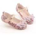 thumbnail image 5 of Girls Mary Jane Glitter Shoes Princess Ballerina Ballet Flats Flower Wedding Party Dress Shoes for Kids Toddler, 5 of 6