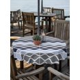 thumbnail image 2 of Outdoor Tablecloth with Umbrella Hole for Patio/Picnic/Party/Camping, Ombre Blue Grey Waterproof Table Cloth Round Cover Washable, Modern Abstract Waves Morocco Striped (Dia 60"), 2 of 8