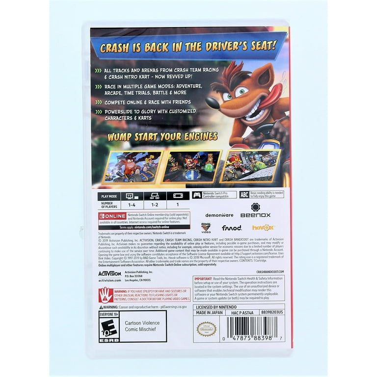Crash Bandicoot: Nitro-Fueled Team Racing Game for Nintendo Switch