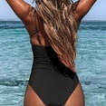 thumbnail image 5 of Traje de baño sexy de color sólido con escote en V profundo para mujer: traje de baño de una pieza con almohadilla para el pecho, traje de baño ajustado sin espalda para mujer, 5 of 5
