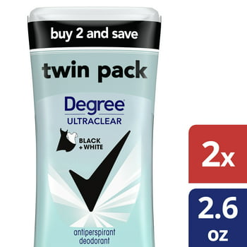 Degree Ultra Clear Black+White Antiperspirant Deodorant 2.6 oz Twin Pack