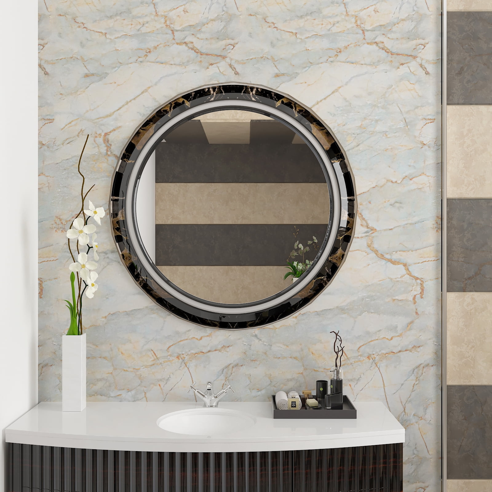 CHIHUT 17.7"×236" Glossy Marble Contact Paper for Countertops Waterproof Self-Adhesive Removable Marble Wallpaper for Walls Thick Vinyl Film Kitchen Peel and Stick Countertops Paper for Table Bathroom