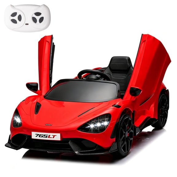 MUKIDY Electric Ride on Car for Kids, Licensed McLaren765LT 12V Ride on Toy, with Remote, LED Lights, MP3 Player, 3 Speeds,Red