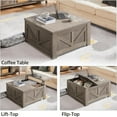 thumbnail image 4 of Lift Top Coffee Table, Square Farmhouse Coffee Table with Hidden Storage Compartment, Wood Center Table for Living Room, Home Office, Gray, 4 of 9