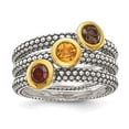 thumbnail image 5 of Sterling Silver Sterling Silver w/ Flash GP Garnet/Citrine/Smoky Quartz 3 Stackable Rings Ring Size 8, 5 of 6