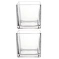 thumbnail image 2 of Square Glass Candle Holders For Home Decor 10X10X10CM Creative Hydroponic Vases 2Pcs, 2 of 5