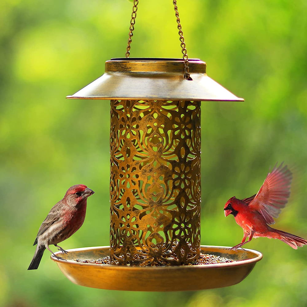 Green Pavilion Bird Feeder Metal Wildlife Seed Feeders Outdoor Birdhouse Decor