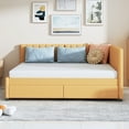 thumbnail image 2 of Bellemave Full Size Daybed with Storage, Linen Upholstered Daybed Platform Bed with 2 Drawers, Sofa Bed Full Size for Bedroom Guest Room Living Room(Yellow), 2 of 7