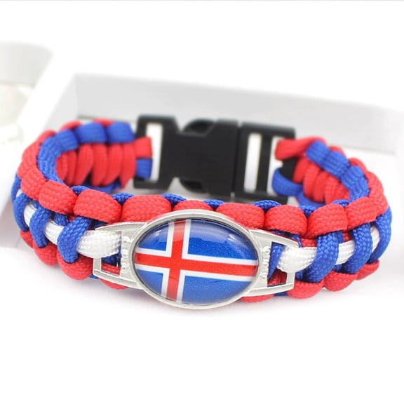Uijokdef Country Flag Paracord Survival Bracelet, Color Woven Design, 8-10 Inches Length, Alloy Metal Buckle