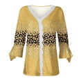 thumbnail image 4 of Dyegold Blouses For Women Dressy Casual 3/4 Flare Sleeve Lace Trim V Neck Floral Print Vintage Tunic Tops Loose Fit Shirts, 4 of 5