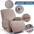 thumbnail image 3 of TAOCOCO Recliner Amrchair Slipcover Stretch 3-Pieces Reclining Chair Cover Kids Pet Furniture Protectors with Pockets, Khaki, 3 of 10