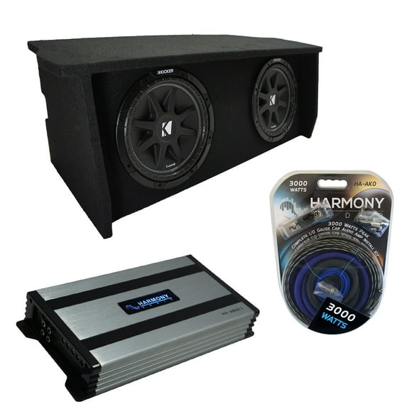 07-18 Jeep Wrangler 2 Door Dual 12" Enclosure Kicker 43C124 Sub Box & HA-A800.1