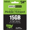 Simple Mobile $34.99 Hotspot 15GB Data 30 Day Plan Direct Top Up