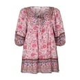 thumbnail image 3 of EIMELI Femmes Été Boho Imprimé Floral Robe 3/4 Manches V Cou Décontracté Plage Fluide Mini Robes, 3 of 5