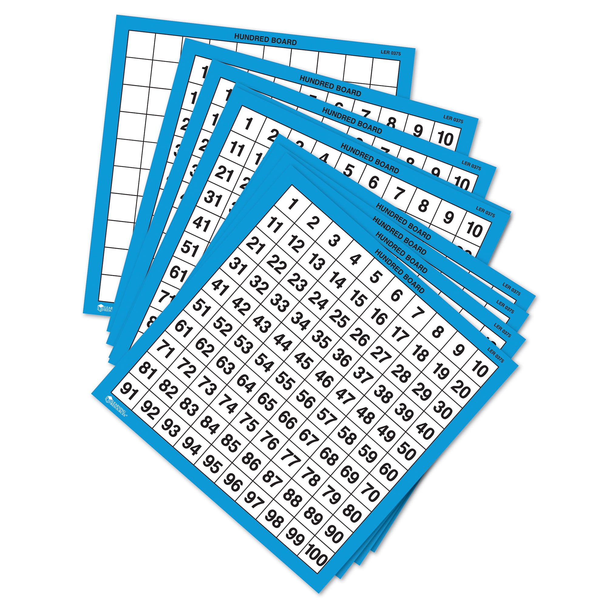 Learning Resources Laminated Hundreds Boards, 1 to 100, 10 Pack