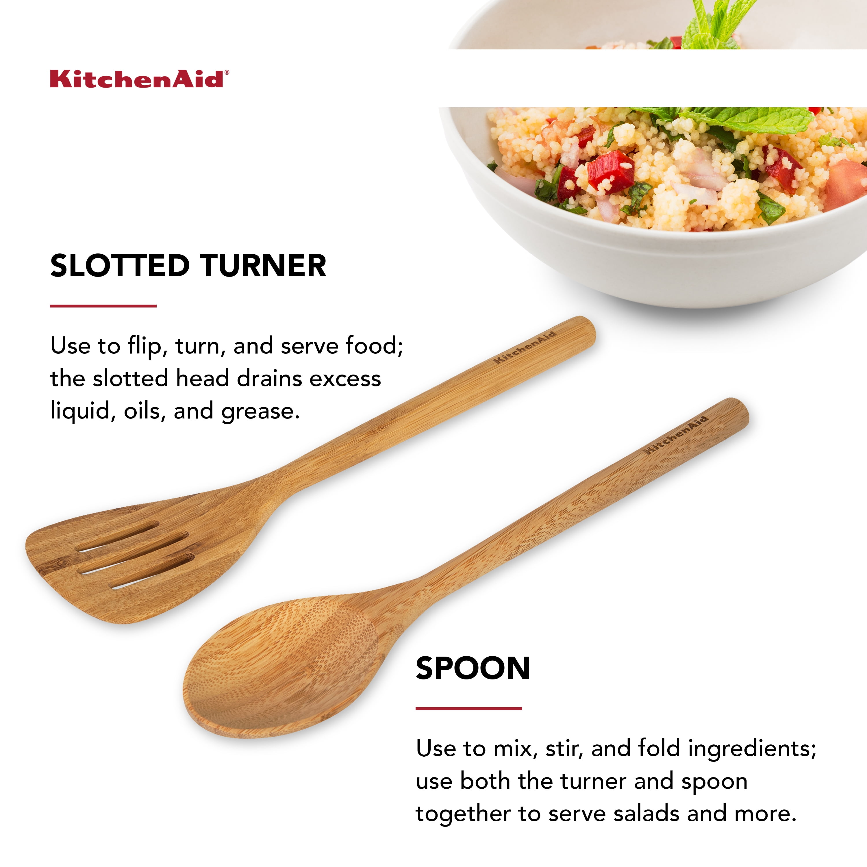 Kitchenaid Bamboo 2-piece Turner and Spoon Set