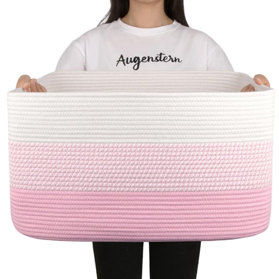 Blanket Basket, Rectangle Woven Baskets for Storage, Laundry Basket for Decorative Nursery Blanket, Toys, Dirty Clothes and Magazine in Shelves, Baby Room, and Living Room
