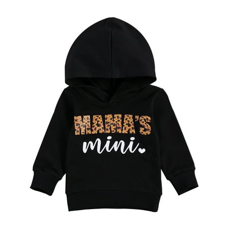 

Canrulo Toddler Baby Girls Hooded Sweatshirt Mama s Mini Long Sleeve Hoodie Pulover Tops Fall Winter Clothes Black 2-3 Years