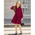 thumbnail image 5 of Oudiya Girls Swiss Dot Long Sleeve Dress V Neck Ruffle Tiered Casual Party Dress, 5-13Y, 5 of 7