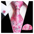 thumbnail image 2 of YAOBAMM Polyester Yarn Material Tie Pocket Scarf Cufflinks Set 3Pcs Set Men Exquisite Plum Pattern Tie Pocket Scarf Cufflinks Vibrant Handkerchief Brooch Suit Accessories, 2 of 6
