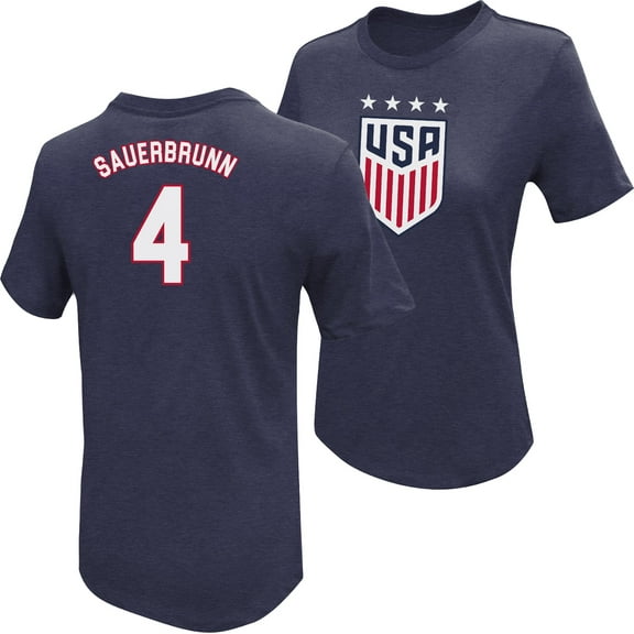 Icon Sports Unisex Becky Sauerbrunn Blue USWNT Player Name & Number T-Shirt