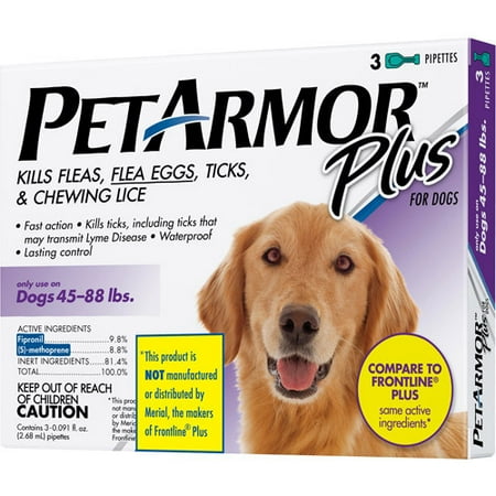 PetArmor Plus Flea & Tick Protection For Dogs 44-88 Pounds, 3-month supply