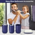 thumbnail image 6 of 24 PCS Nave Blue Bathroom Accessories Set with Shower Curtain and Rugs, Bathroom Sets with Extra Soft and Absorbent Bath Rugs Shower Curtain Bathroom Accessory for Bath, 6 of 6