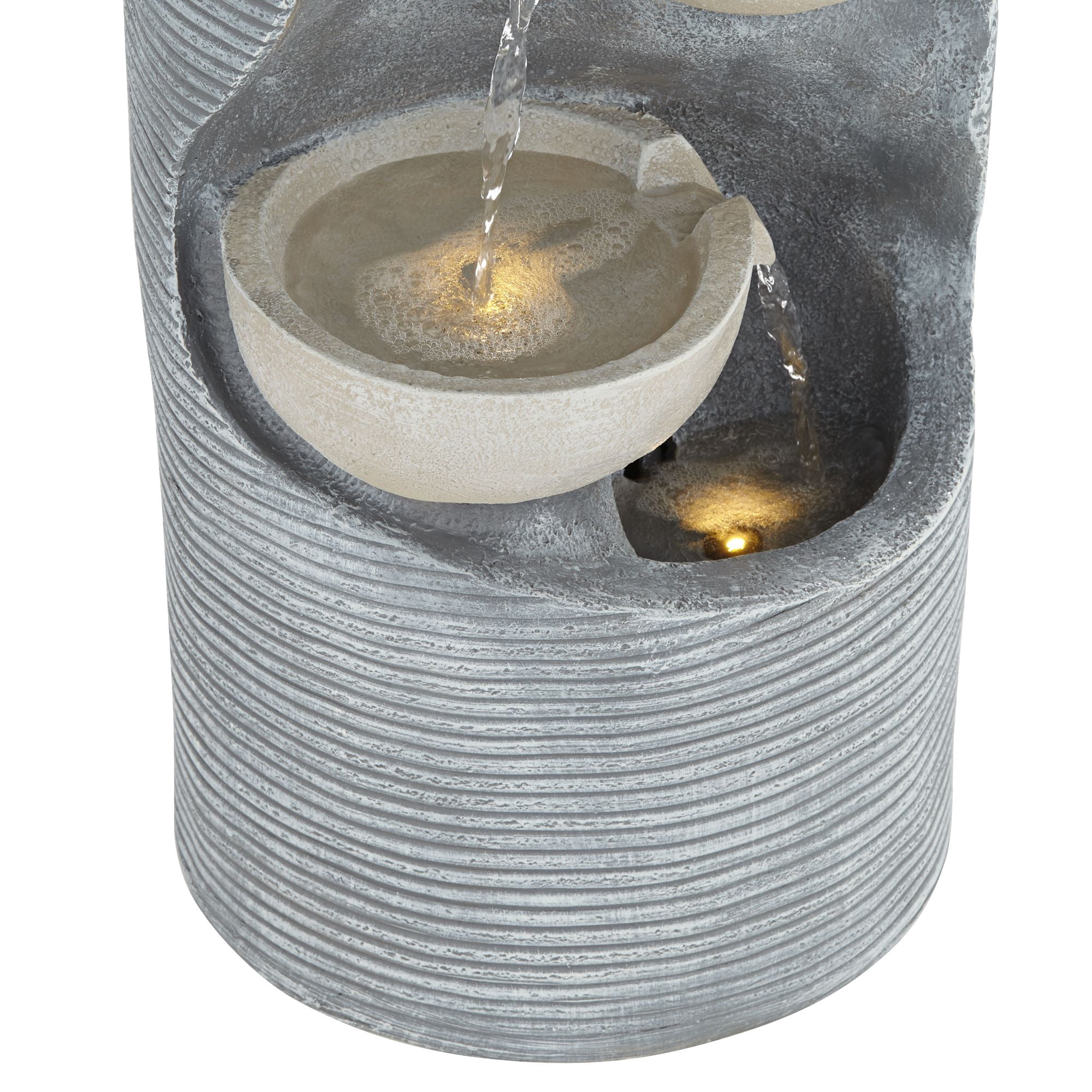 Tarin Four Bowl 31 1/2" High Large Modern Indoor Outdoor Decor Faux Stone Floor Fountain w/ Light LED Cascading