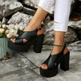 thumbnail image 5 of High Heel Dress Sandals for Women 2025 Fashion Casual Leather Platform Chunky Extra Heeled Slingback Sandals, 5 of 7
