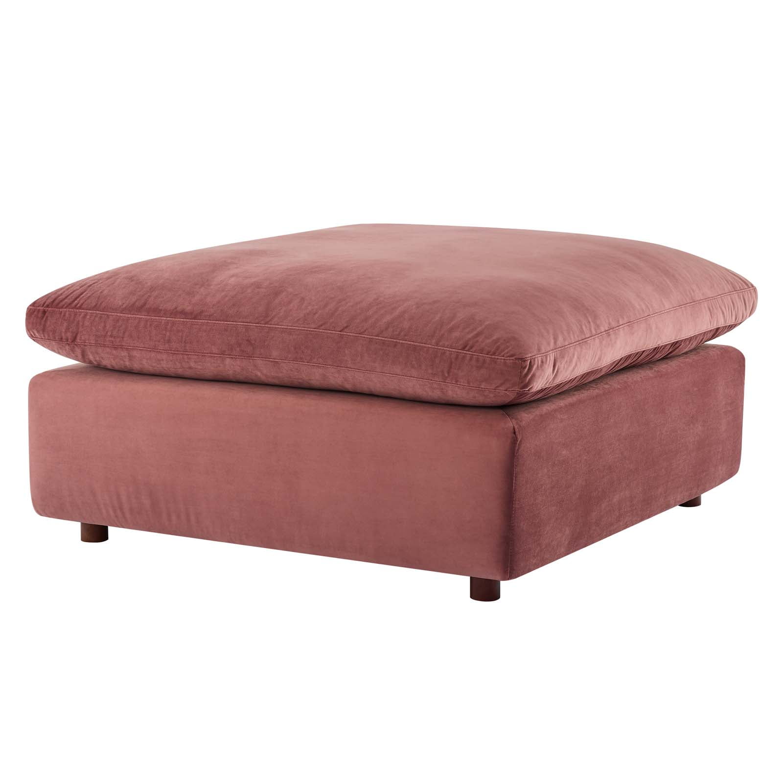 Dusty Rose Performance Velvet Overstuffed Ottoman 40"