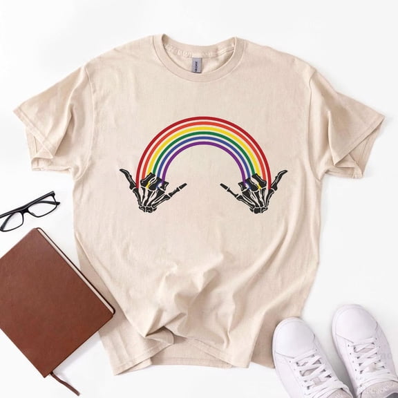LGBTQ Skeleton Hand Rocks T-Shirt, Pride Rainbow Shirt, Perfect Gift For Pride Month, Gay Lesbian Shirt