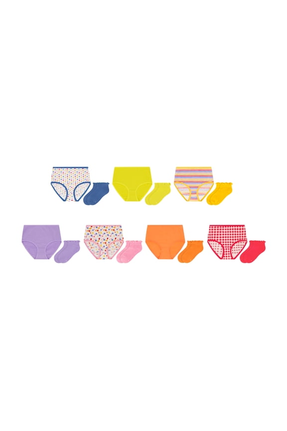 Girls Cotton Underwear & Socks Bundle, 14-Pack, Sizes 4-16