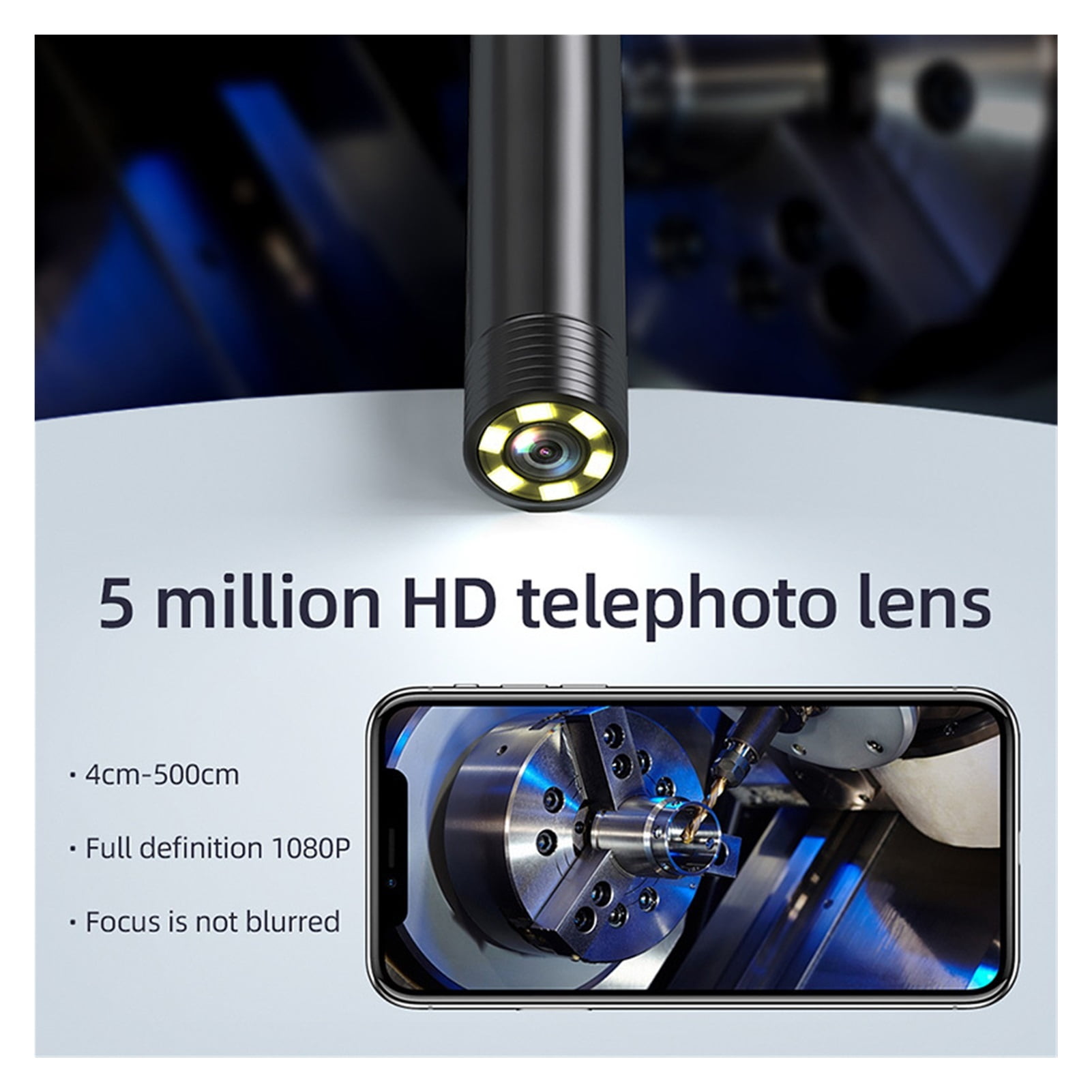 2.0 MP 1080P HD 5.5mm WiFi Industrial Endoscope Borescope IP67 Waterproof Semi-rigid Cable Snake Camera ,Various Applicable