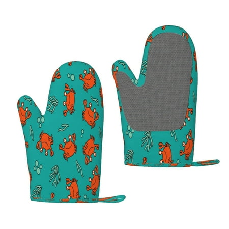 

Hirioo Colorful Crab for Silicone Oven Mitts for BBQ Baking Cooking Set of 2 Heat Resistant 260℃ Non-Slip Kitchen Essentials