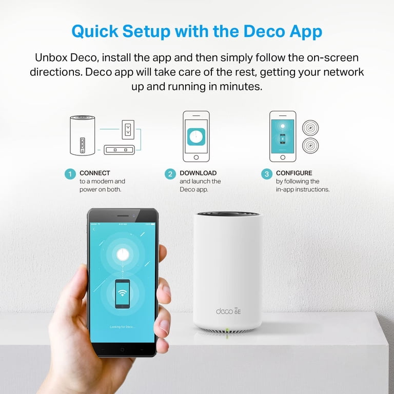 TP-Link, Deco XE75 Pro Mesh Router, AXE5400 Tri-Band WiFi 6E, 1