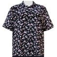 thumbnail image 1 of A Personal Touch Women's Plus Size Short Sleeve Button-Up Print Blouse with Pleats - Navy Pink Rose - 4X, 1 of 3