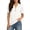White, variant on Womens Lapel Shirts Henley V Neck Blouse Summer Solid White Tops for Ladies Short Puff Sleeve