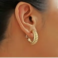 thumbnail image 2 of Clip on 1" gold indented scoop style hoop earrings, 2 of 4