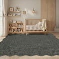 thumbnail image 3 of Garvee 5'x7' Scalloped Rug Farmhouse Braided Print Carpet, Washable Rug Soft Non Slip Low Pile Rug Indoor Neutral Carpet for Living Room Bedroom Dining Room, Gray Brown, 3 of 8