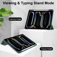 thumbnail image 3 of ELEHOLD Trifold Case for iPad Pro 13 inch 2024 -Slim Leather Auto Wake Sleep Kickstand Case Built-in Pencil Holder Acrylic Transparent Clear Back Shockproof Cover for iPad Pro 13" 2024,Darkgreen, 3 of 8