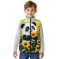 thumbnail image 5 of Xixirimido Cute Panda Vibrant Sunflower Pattern Kids Zip-up Vest for Girls Boys Sleeveless Fleece Vest with Pockets Stand Collar Jacket Kids Fall Winter Outwear for 7-8, 5 of 7