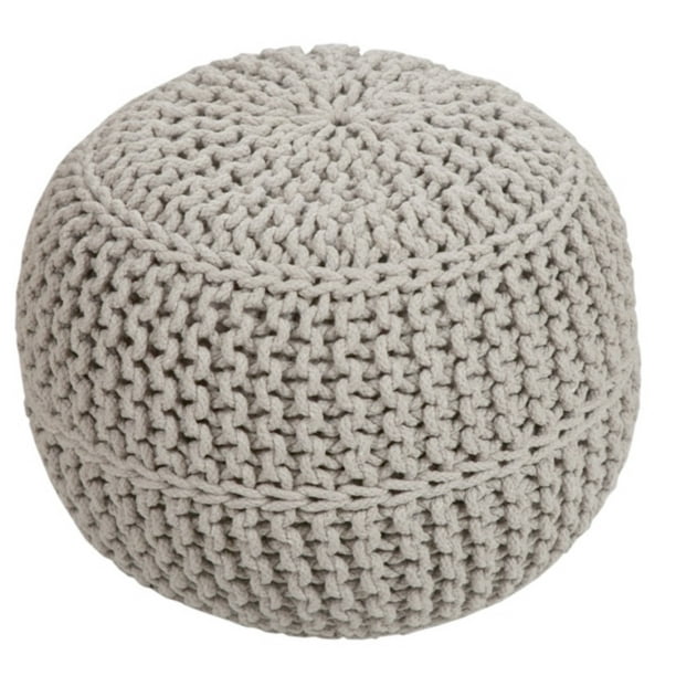 Casa Platino Hand Knitted 100 Cotton Braided Pouf Ottoman 20 inch