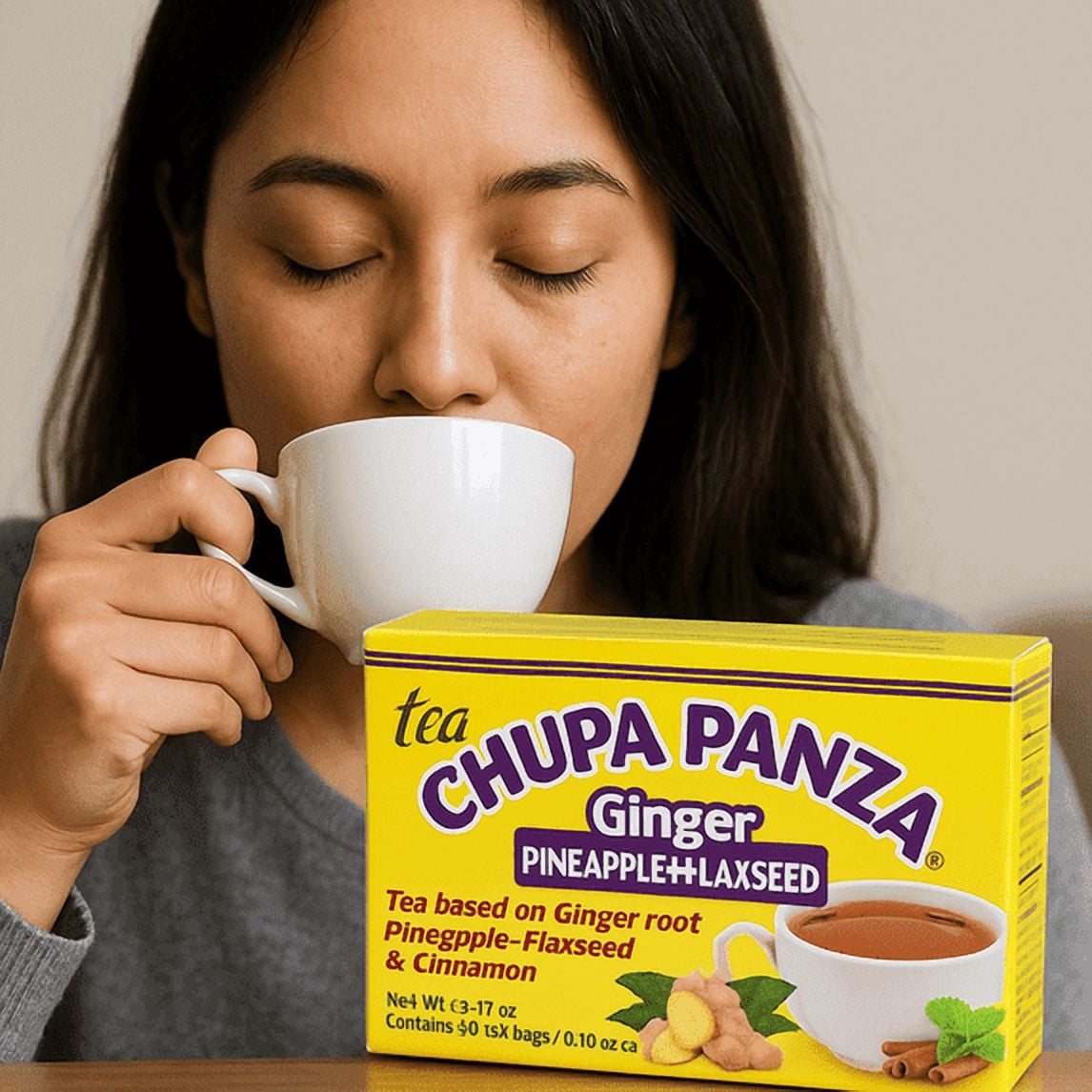 GN+Vida Chupa Panza, Tea Based Ginger Root, Pineapple, Flaxseed