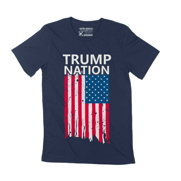 Men's Graphic T-Shirt Donald Trump Nation American Flag Eco-Friendly Limited Edition Short Sleeve Tee-Shirt Vintage Birthday Gift Novelty