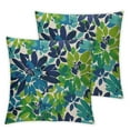 thumbnail image 2 of Acheng Navy Blue Green Teal Pillow Covers, Modern Geometry Dahlia Floral Print Decorative Throw Pillow Covers Outdoor Farmhouse Cushion Case for Home Couch Sofa Bed Decoration,Set of 2 White, 2 of 6
