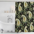 thumbnail image 3 of Black Teal Boho Botanical Shower Curtain, Waterproof Shower Curtains for Bathroom, Southwestern Retro Ethnic Tribal Washable Fabric Bathtub Curtain Set Bath Decor with 12 Hooks Long 72"x84", 3 of 8