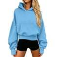 thumbnail image 6 of Essentials Hoodie Baeitkot Women's Oversized Casual Solid Color Hem with Drawstring Hooded Long Sleeved Sweatshirt, 6 of 6